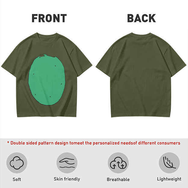 Olive Green T-Shirt With Simple Green Oval Graphic Print