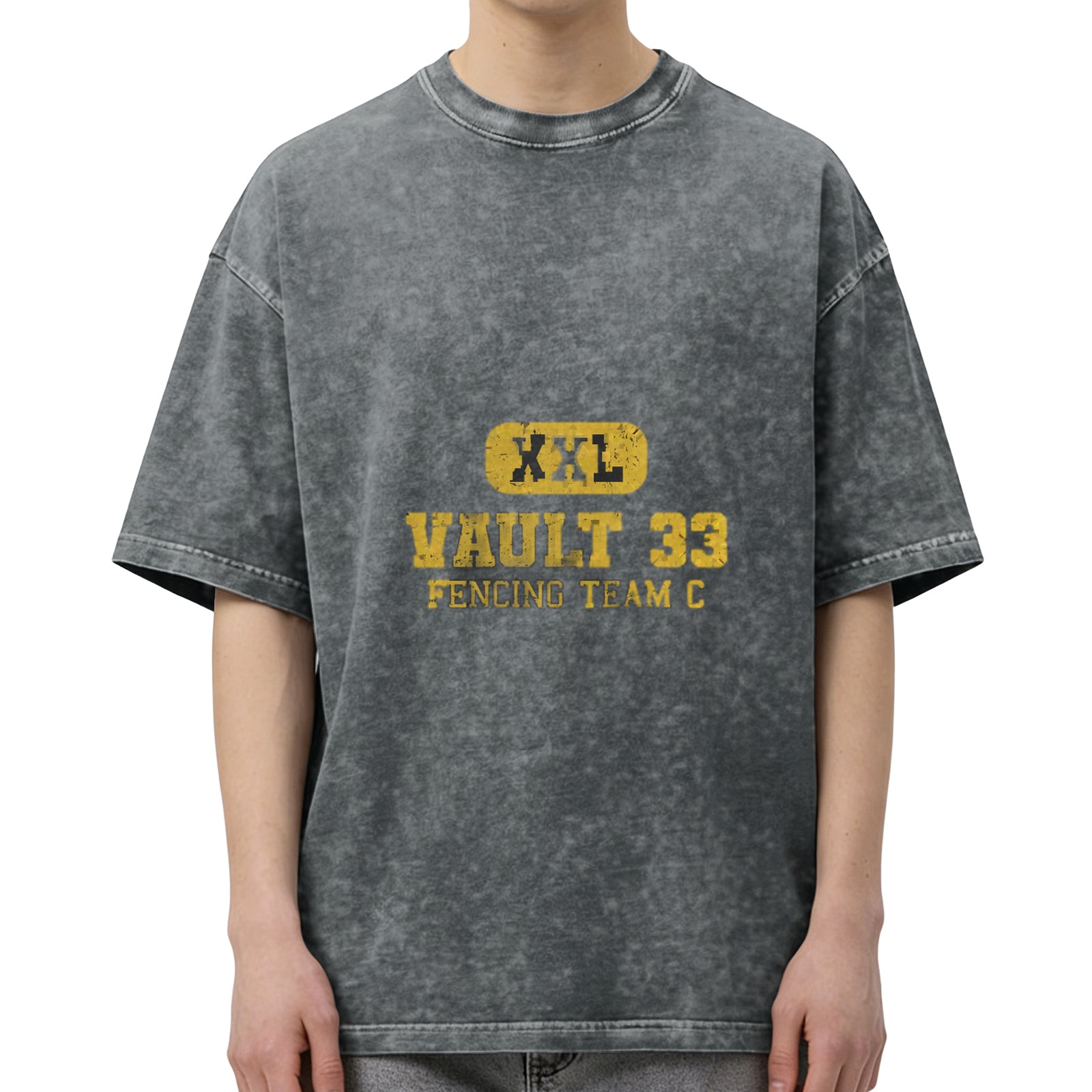 Vault 33 Fencing Team C XXL Stonewashed Black T-Shirt