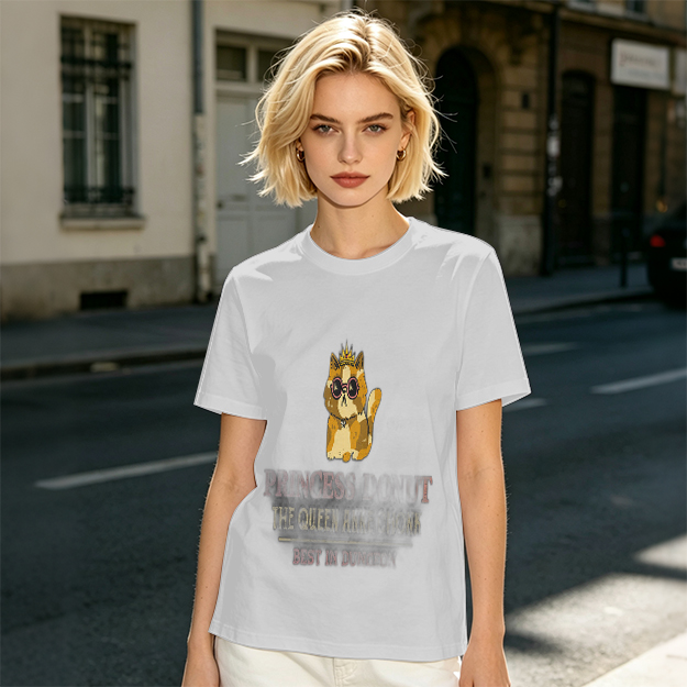 Olive T-Shirt With Princess Cat Graphic And Sunglasses