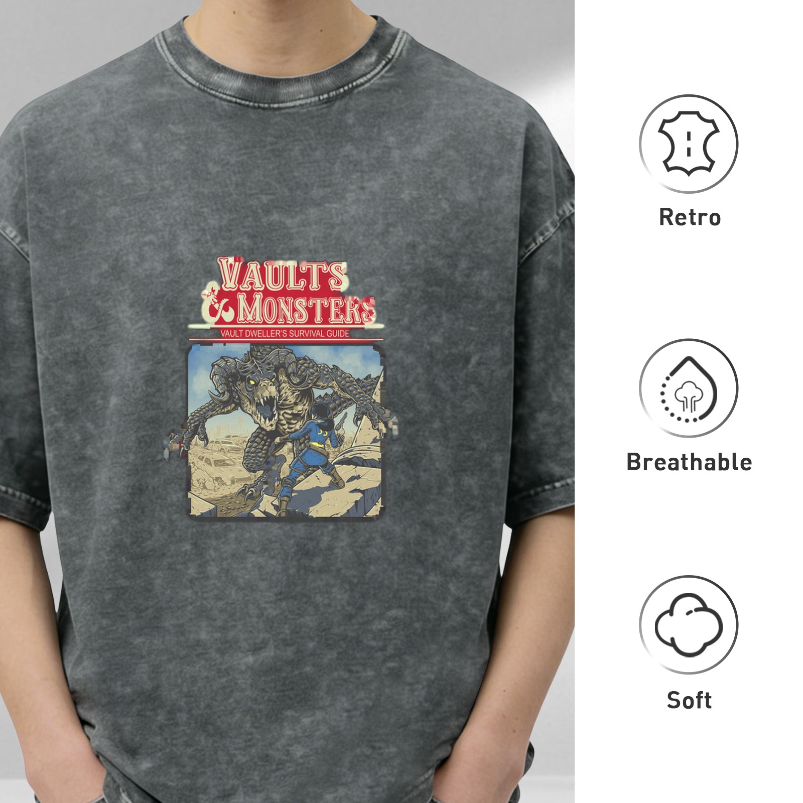 Fallout 'Vaults & Monsters' Acid Wash Oversized T-Shirt