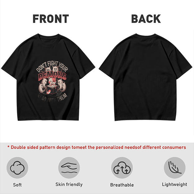 Don't Fight Your Demons Cat Graphic Olive T-Shirt