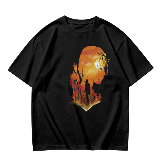 Olive T-Shirt with Sunset Lion Silhouette Graphic Print