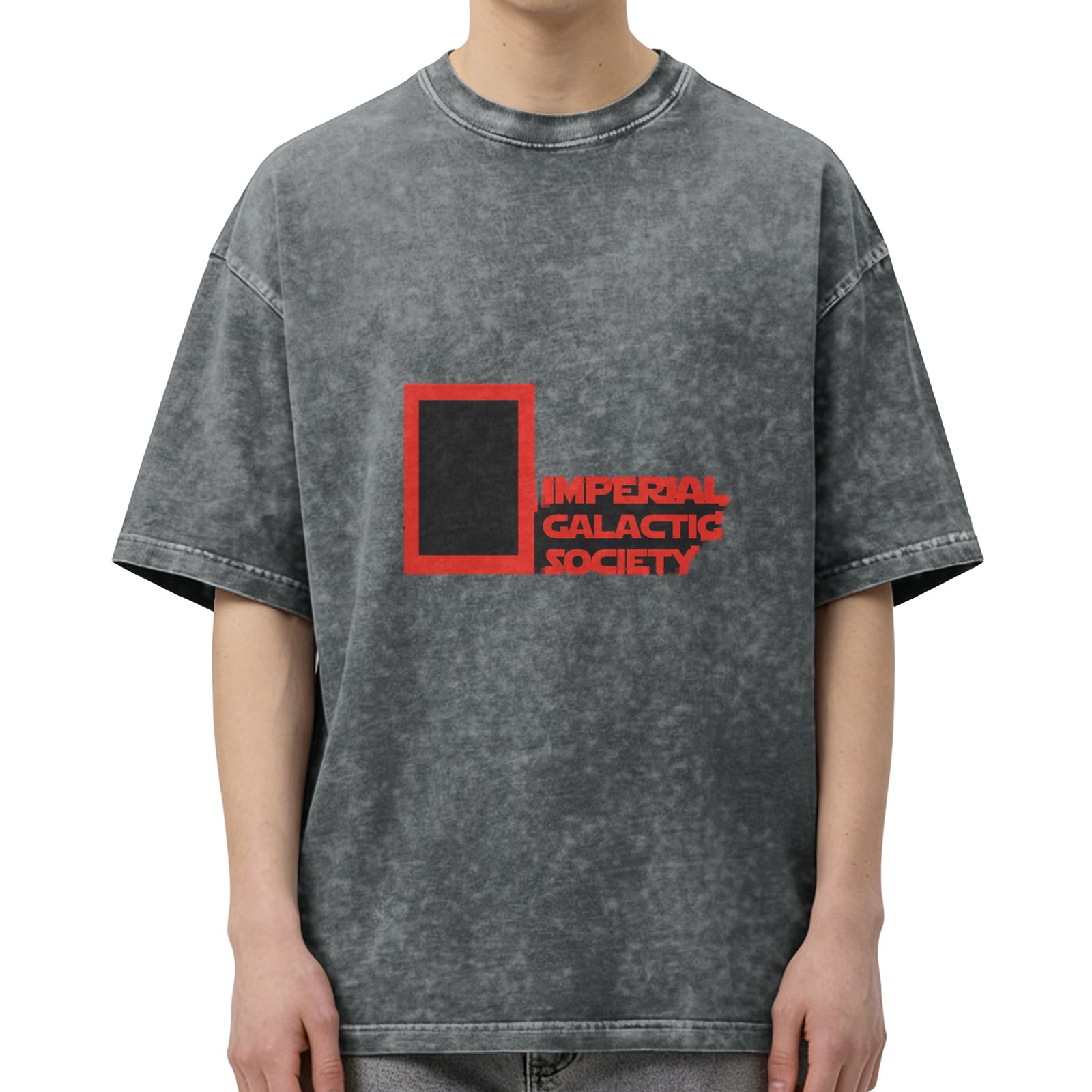 Washed Black T-Shirt With Imperial Galactic Society Print