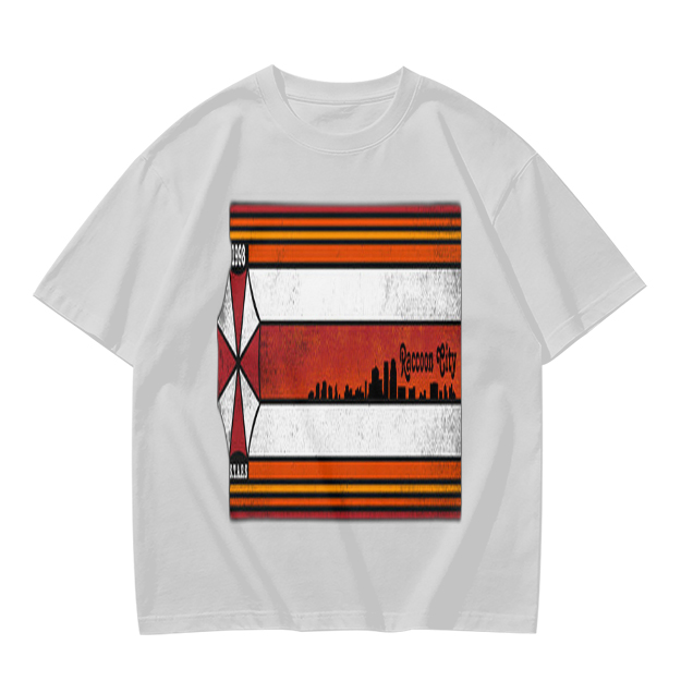Olive T-Shirt With Retro Striped City Skyline Graphic Print