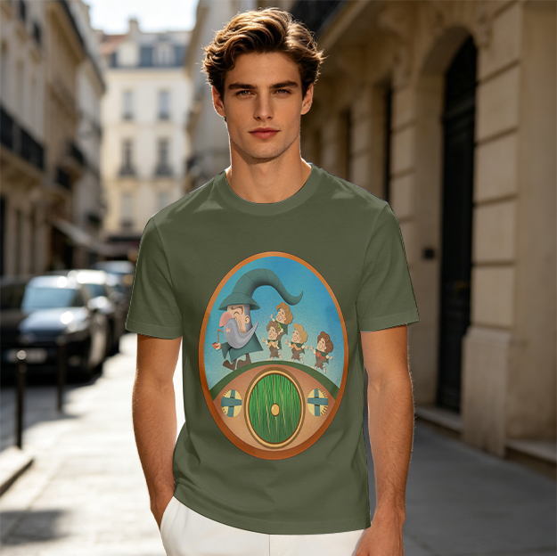 Lord of the Rings Gandalf and Hobbits Graphic Tee