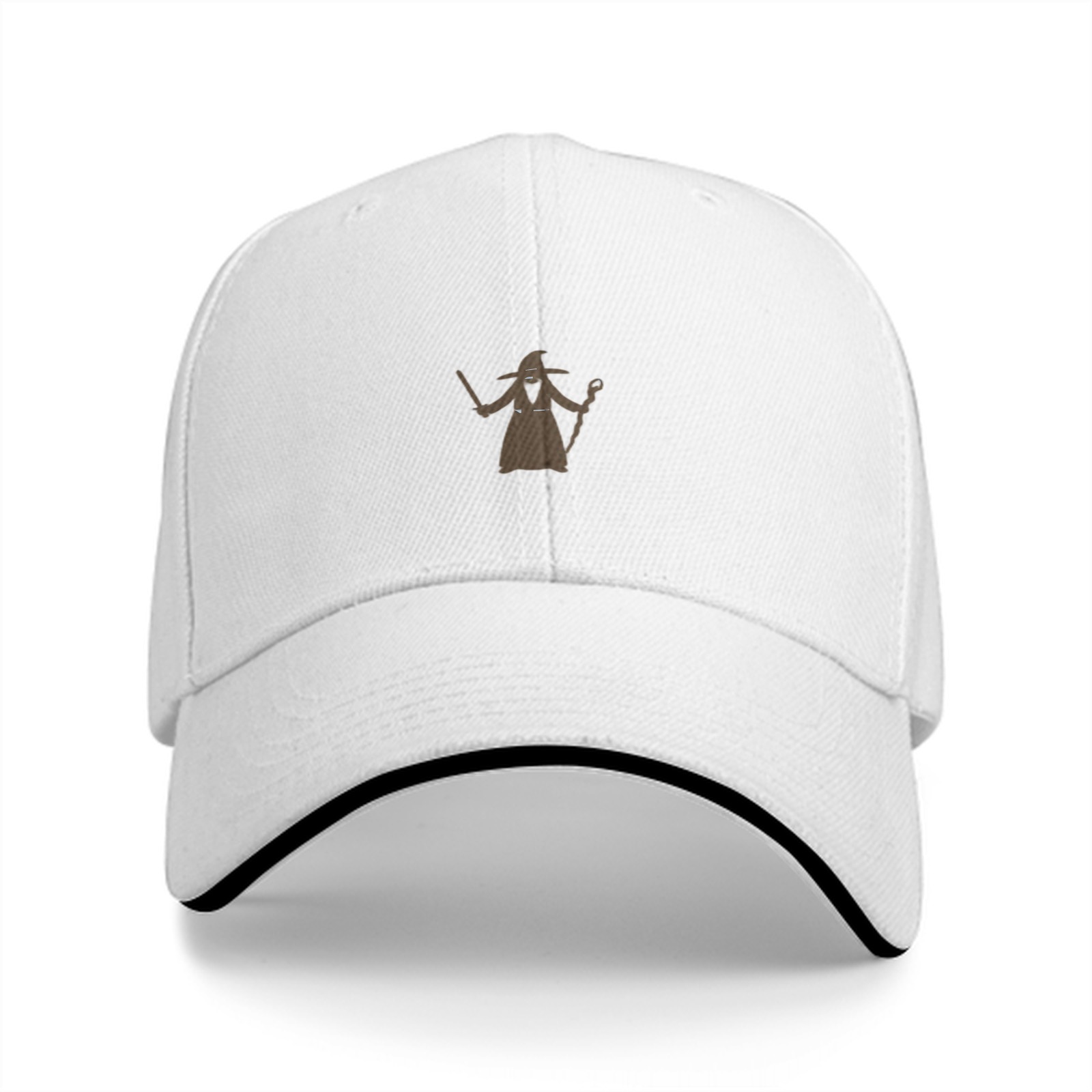 Black Baseball Cap With Brown Wizard Silhouette Graphic