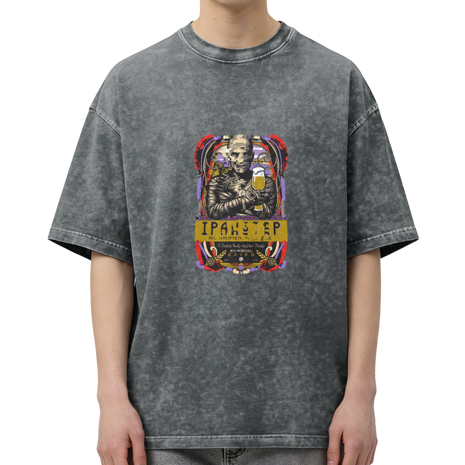 Vintage Mummy IPA Beer Graphic Acid Wash T-Shirt