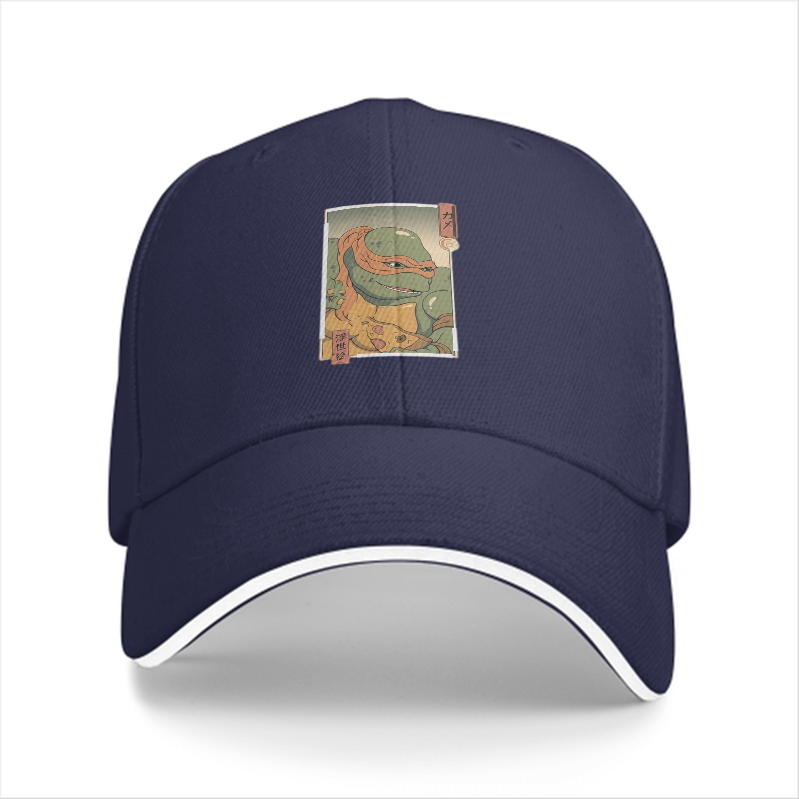 Black Baseball Cap With Ninja Turtle Ukiyo-e Style Art