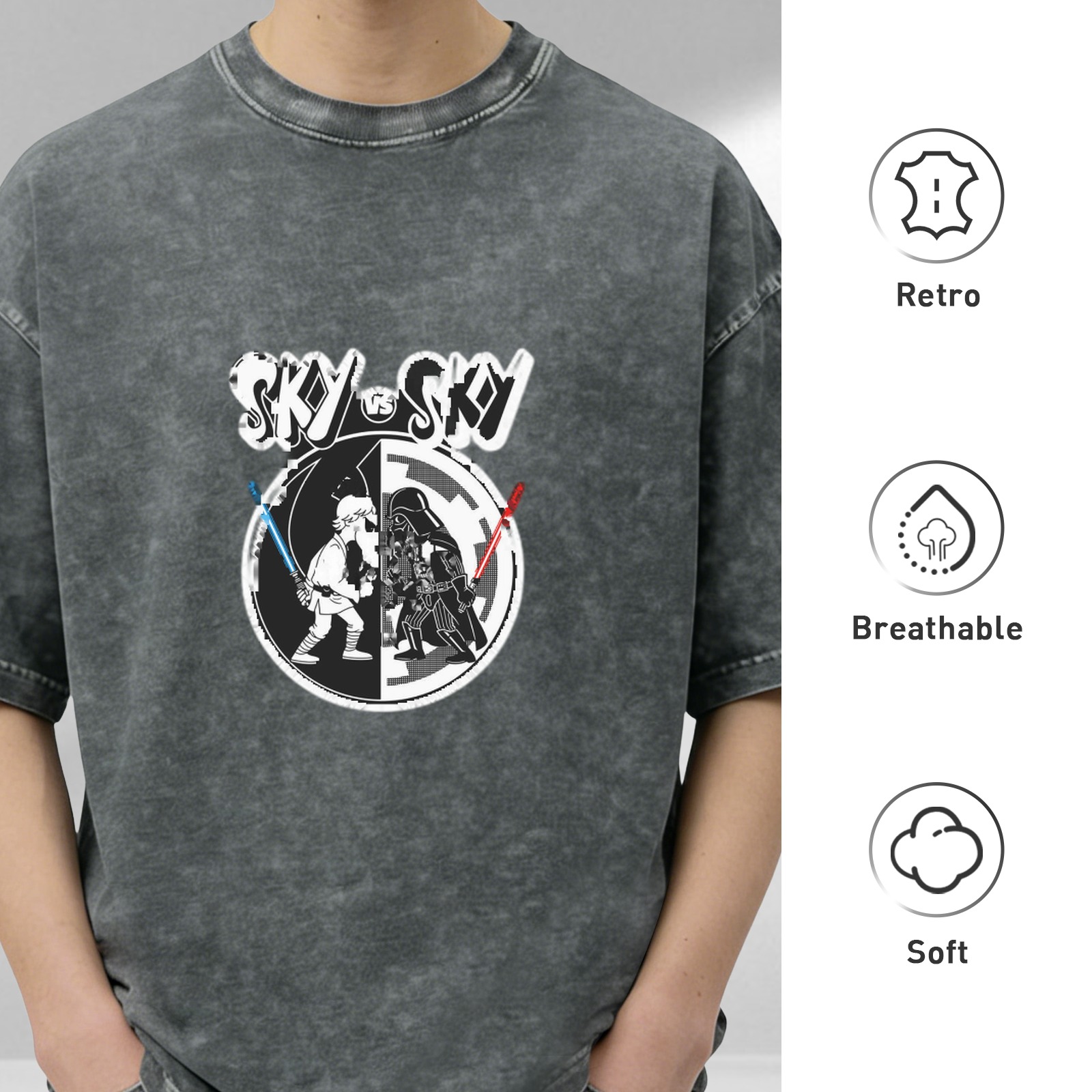 Star Wars Skywalker vs Skywalker Acid Wash T-Shirt