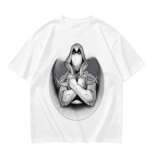 Olive T-shirt with Moon Knight Crossed Arms Graphic Print
