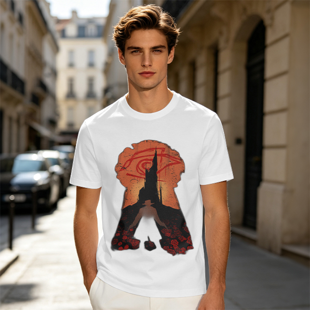 Olive T-Shirt With Dark Tower Keyhole Silhouette Art Print