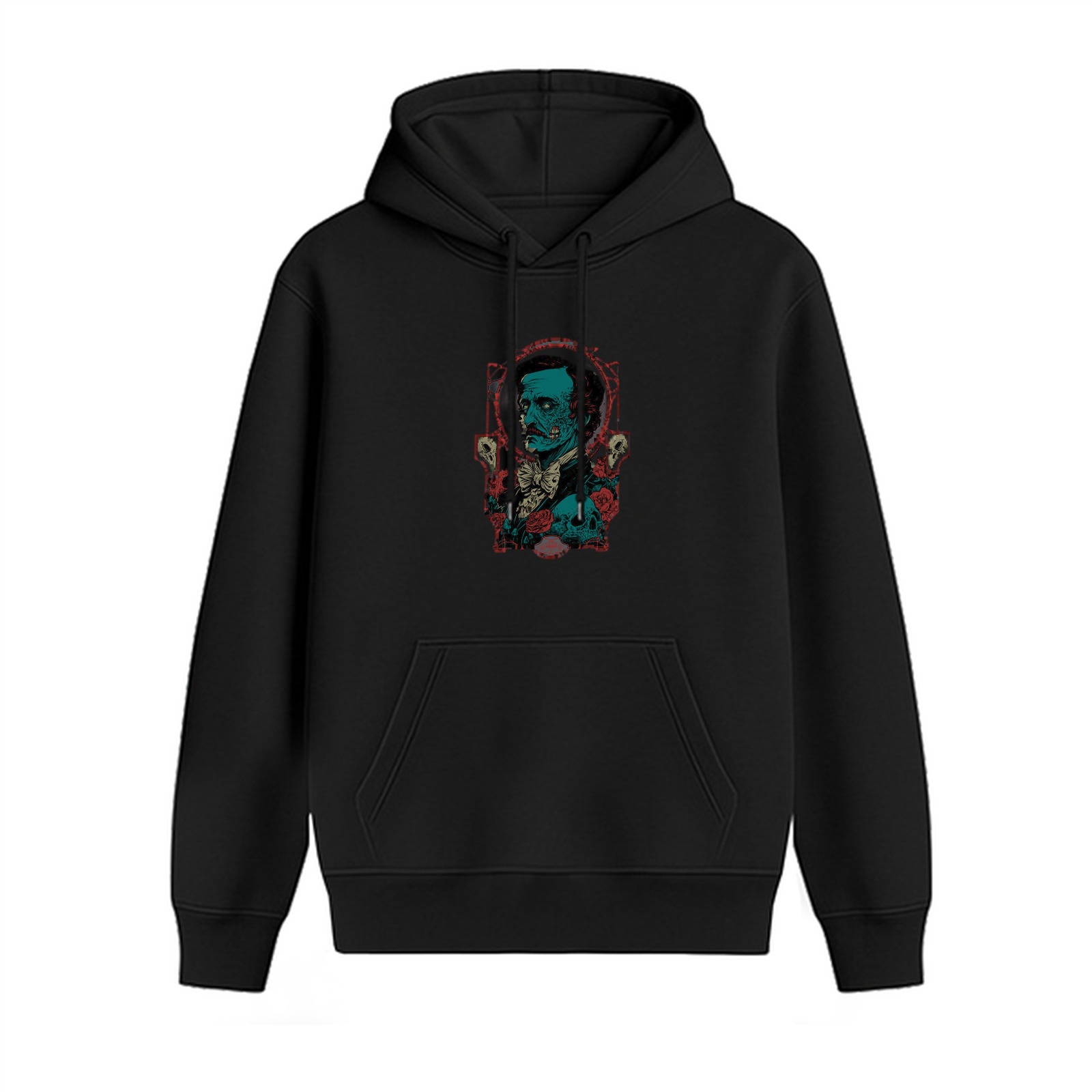 Black Hoodie with Gothic Zombie Gentleman Art Print
