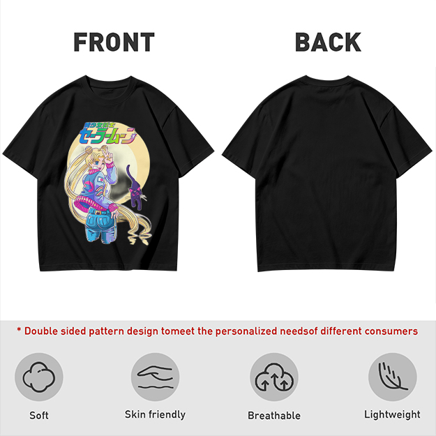 Olive anime graphic t-shirt featuring Usagi and Luna