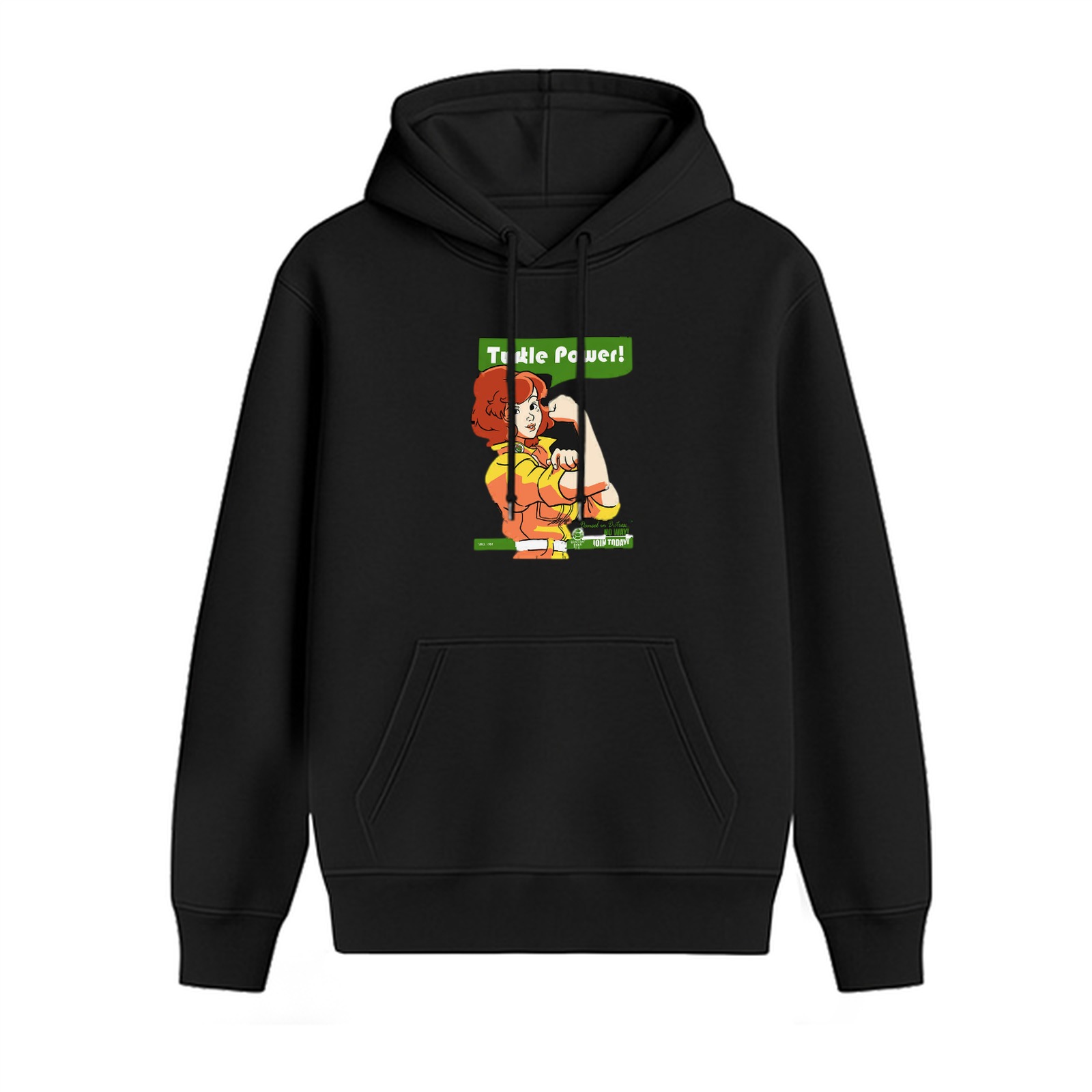 Black Hoodie With April O'Neil Turtle Power Graphic Print