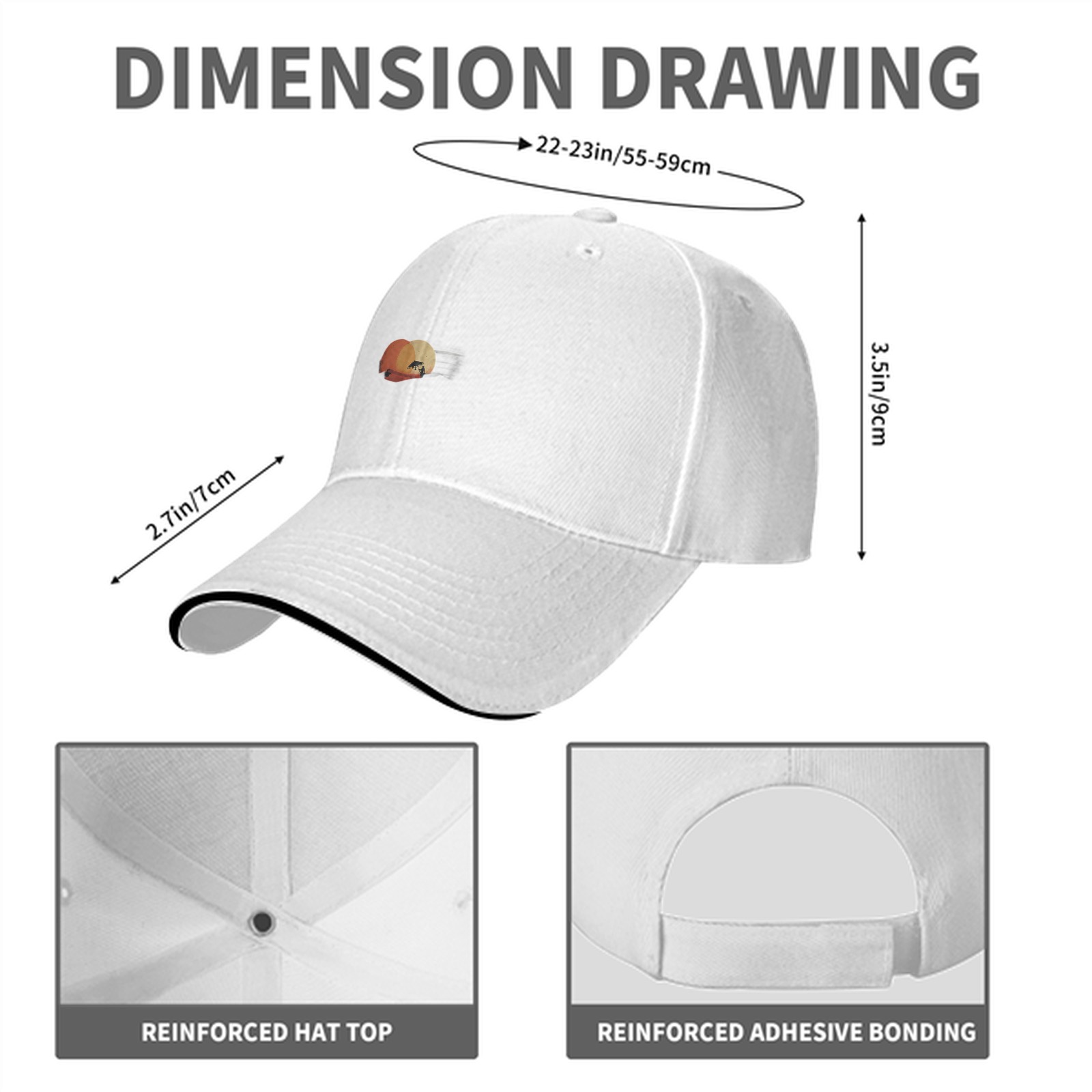 Black Baseball Cap with Sunset Beach Palm Tree Graphic