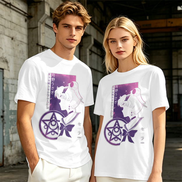 Olive T-shirt with Sailor Moon Anime Silhouette Graphic