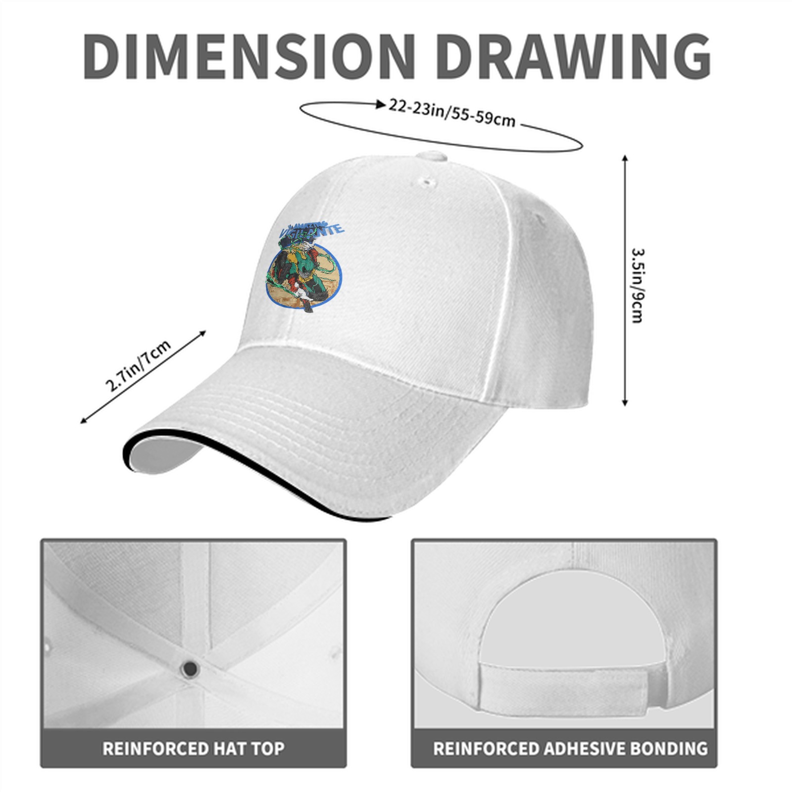 Black baseball cap with vigilante graphic print