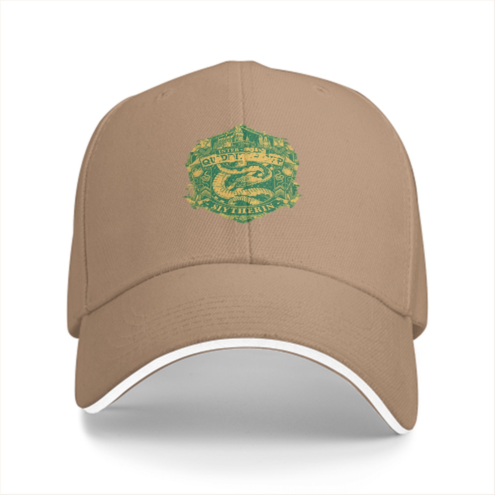 Black baseball cap with Slytherin Quidditch crest design