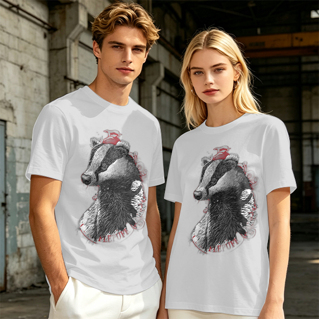 Olive Green T-Shirt With Detailed Badger Graphic Print