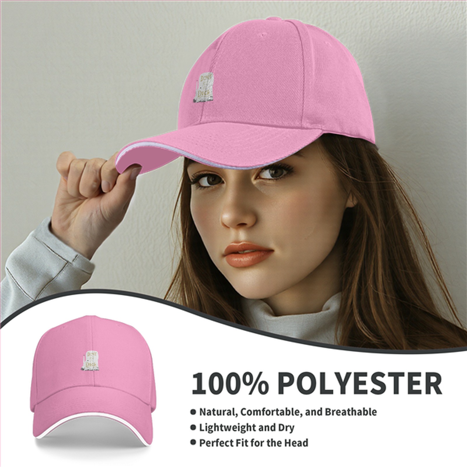 Black baseball cap with humorous tombstone graphic print