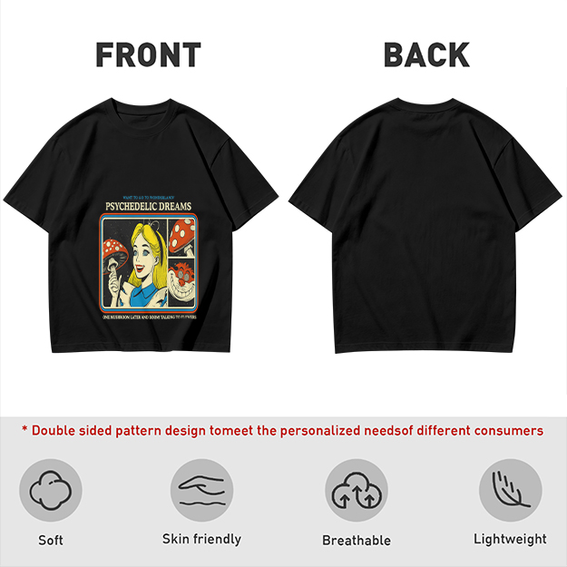 Psychedelic Dreams Alice in Wonderland Mushroom Graphic T-Shirt
