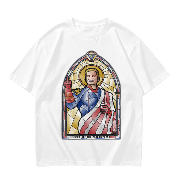 Olive T-Shirt With Homelander Stained Glass Style Print
