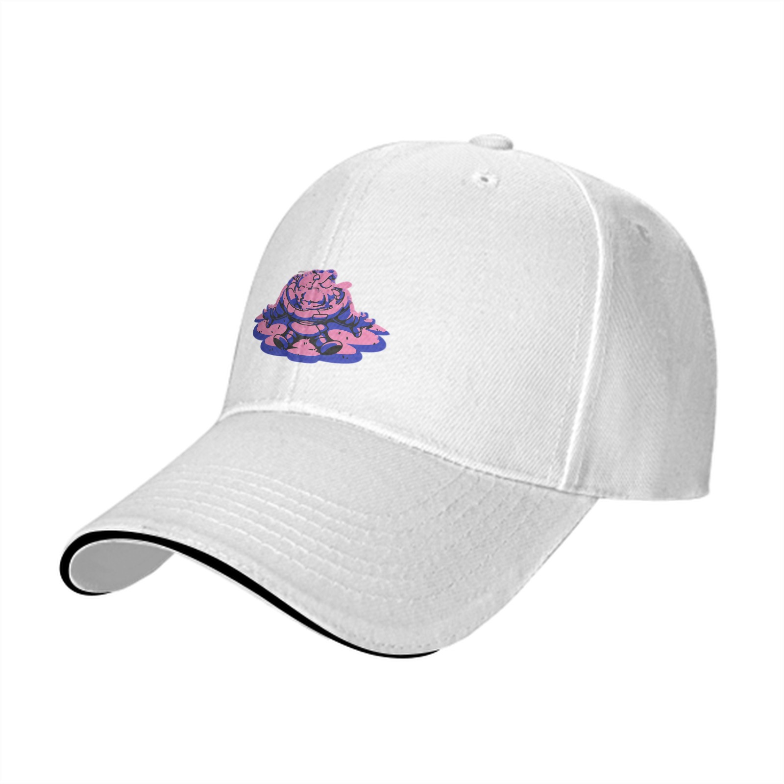 Black Baseball Cap With Pink Purple Slime Monster Graphic