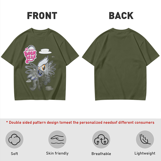 Olive T-Shirt Featuring Buck Beak Griffin Character Art
