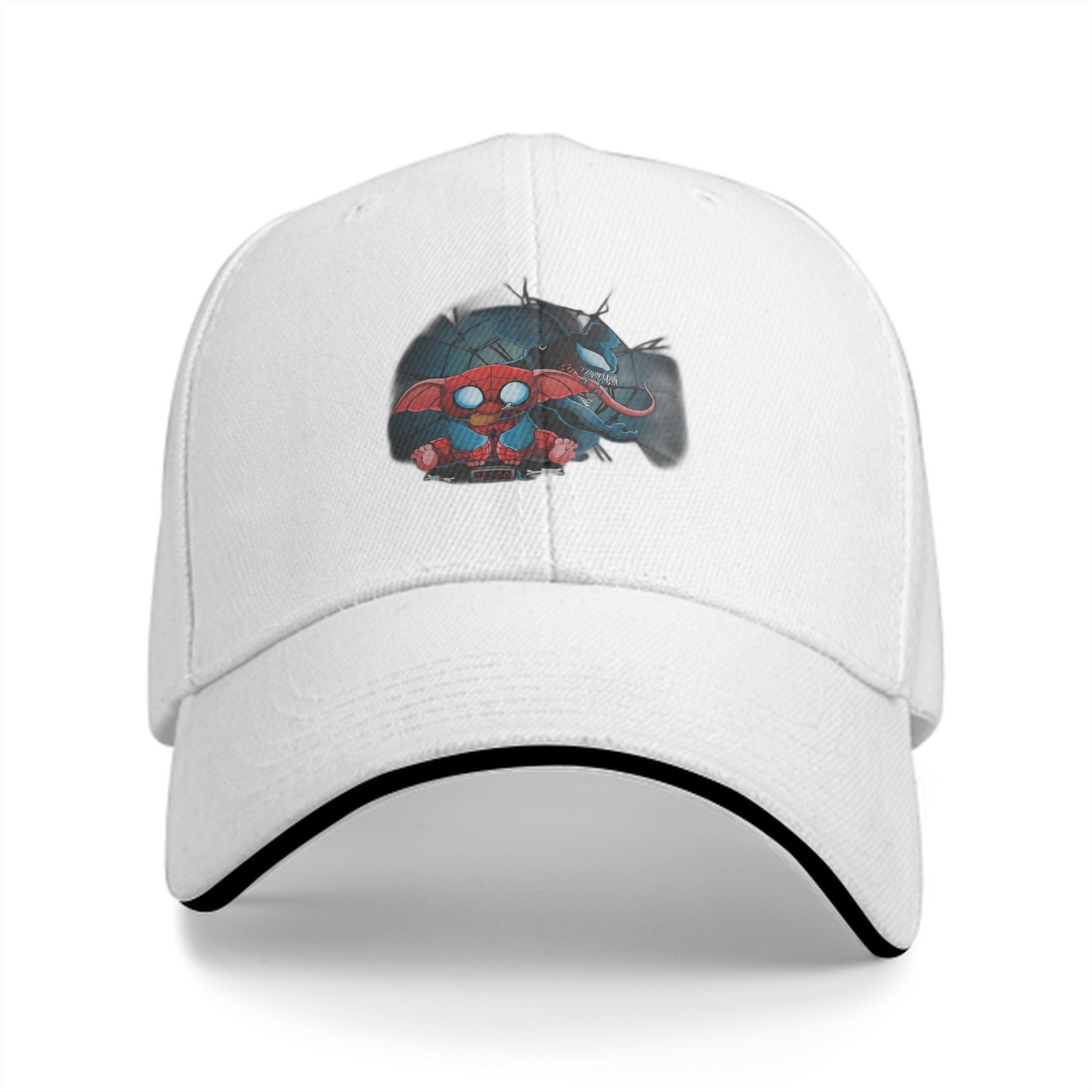 Black baseball cap with Stitch Spider-Man and Venom graphic