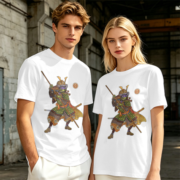 Olive T-Shirt Featuring Samurai Teenage Mutant Ninja Turtle Art