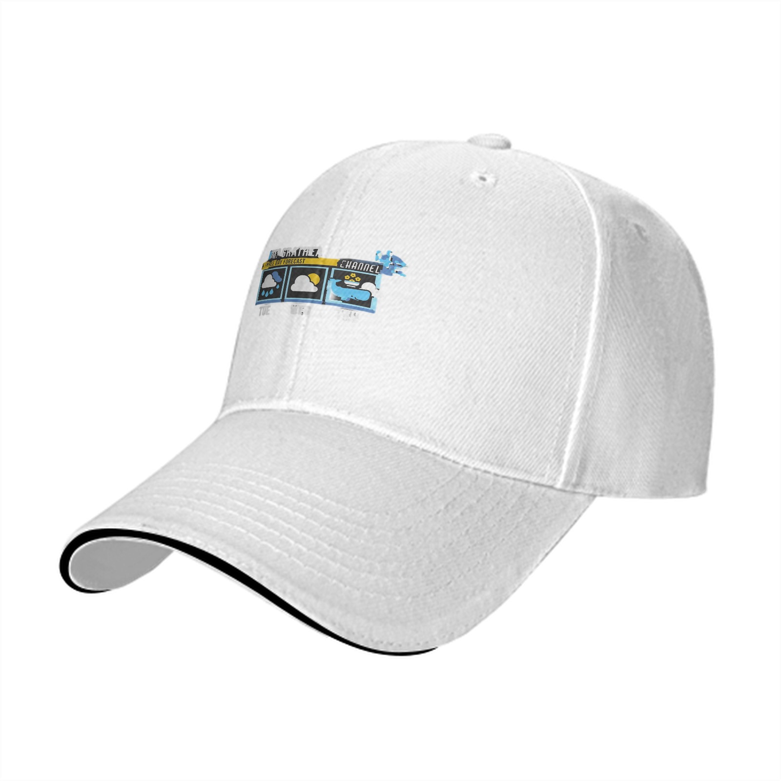Black baseball cap with weather forecast graphic print