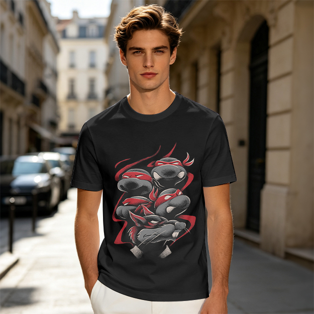 Olive T-Shirt with Red Bandana Ninja Turtle Graphic