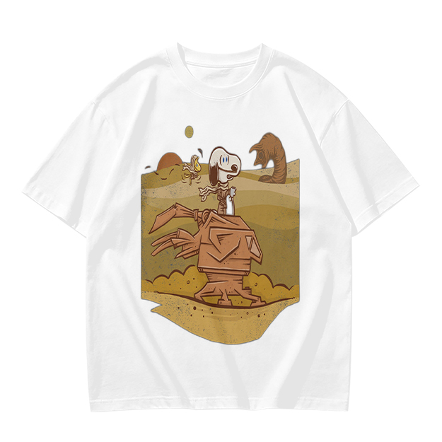 Olive T-Shirt With Desert Alien Dog Graphic Print