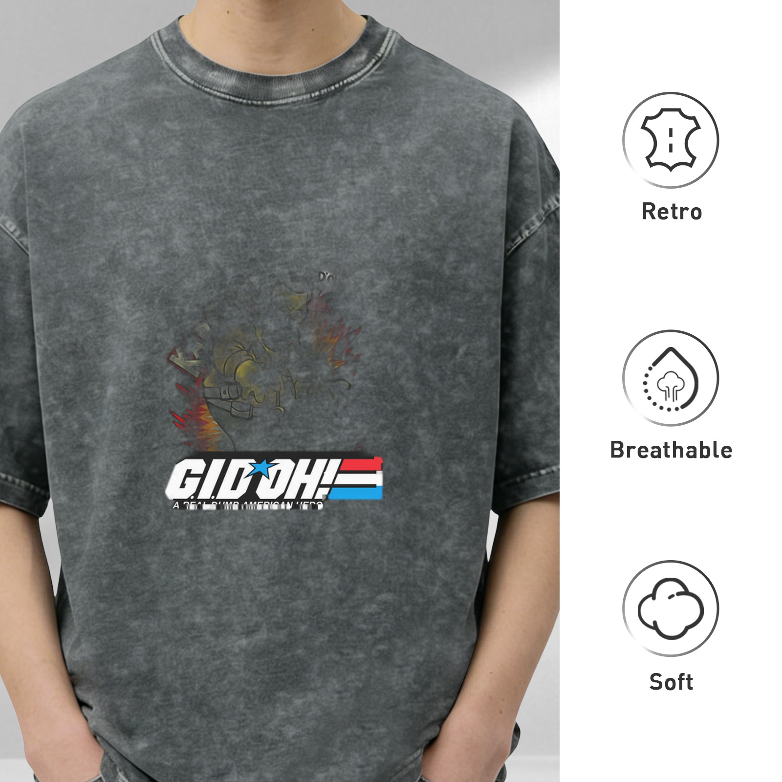 Washed Black Graphic T-Shirt with G.I.D OH! Print