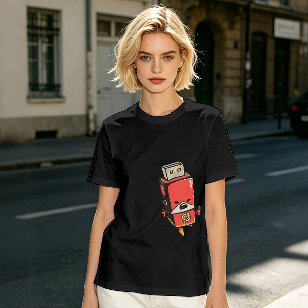 Olive T-Shirt With Cartoon USB Flash Drive Character Print