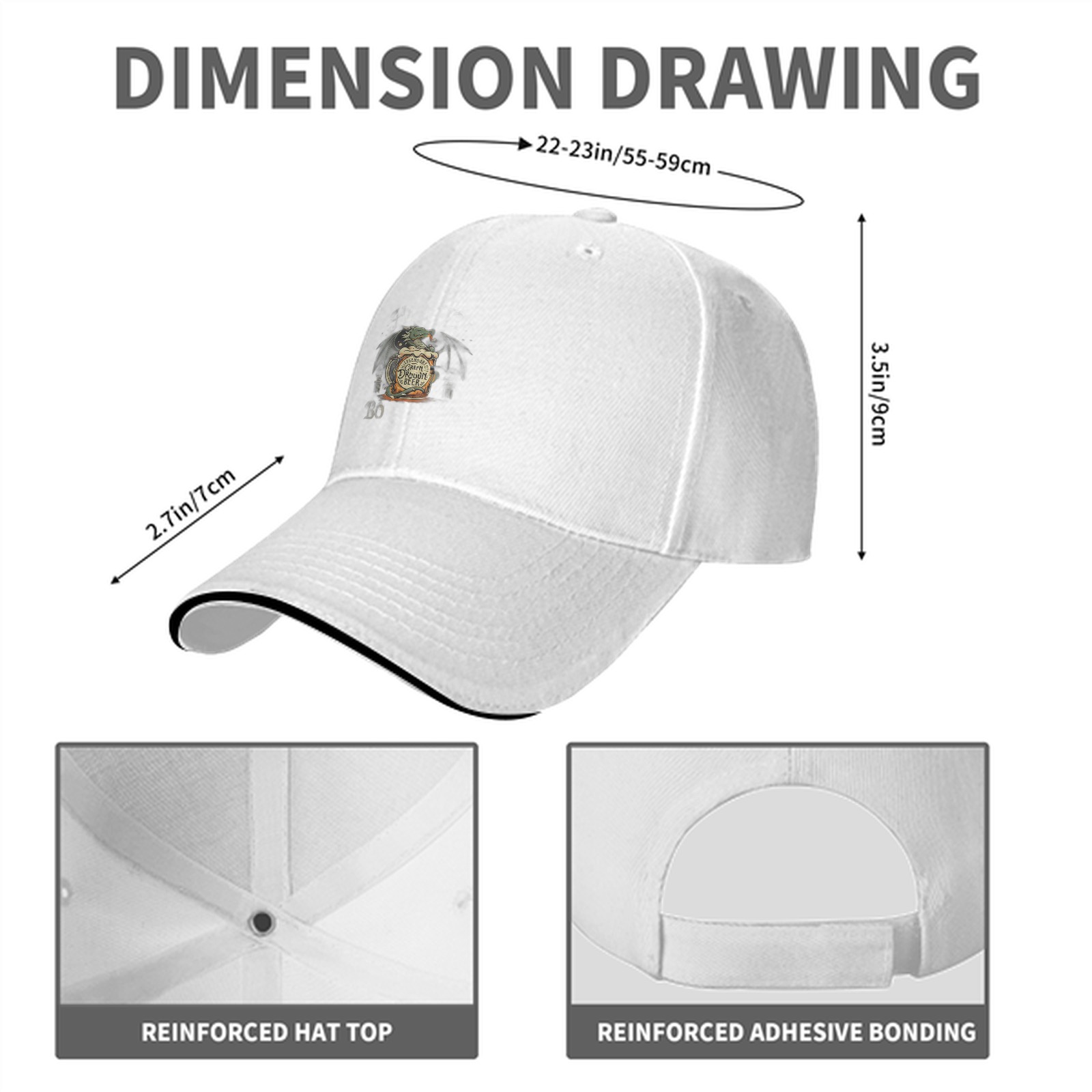 Black Baseball Cap With Dragon Beer Graphic Print