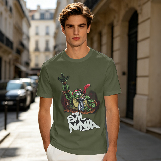 Olive T-Shirt With Evil Ninja Turtle Graphic Print