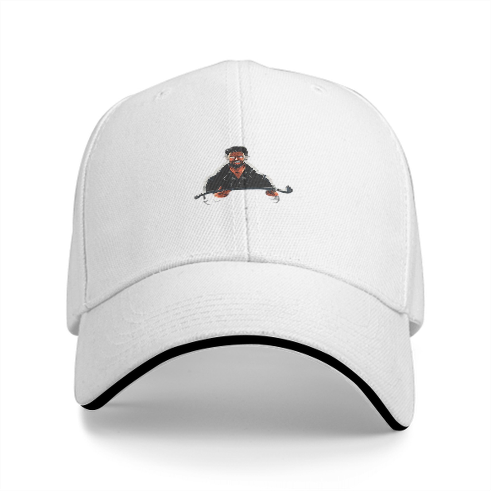 Black Baseball Cap With Smiling Man Holding Microphone Graphic