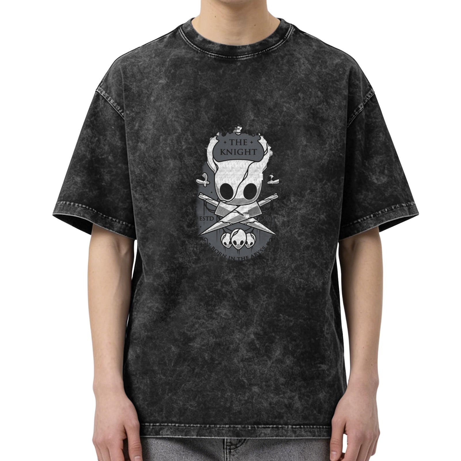 Hollow Knight The Knight Graphic Print Stone Wash Oversized T-shirt