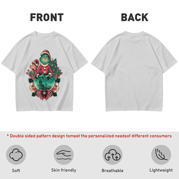 Olive Green Christmas Grinch Graphic T-Shirt