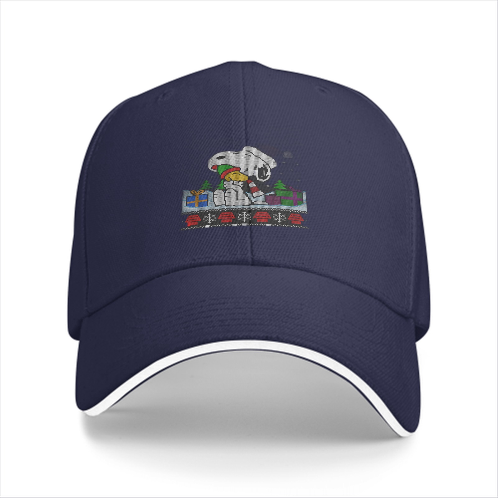 Black Baseball Cap with Snoopy Christmas Holiday Graphic