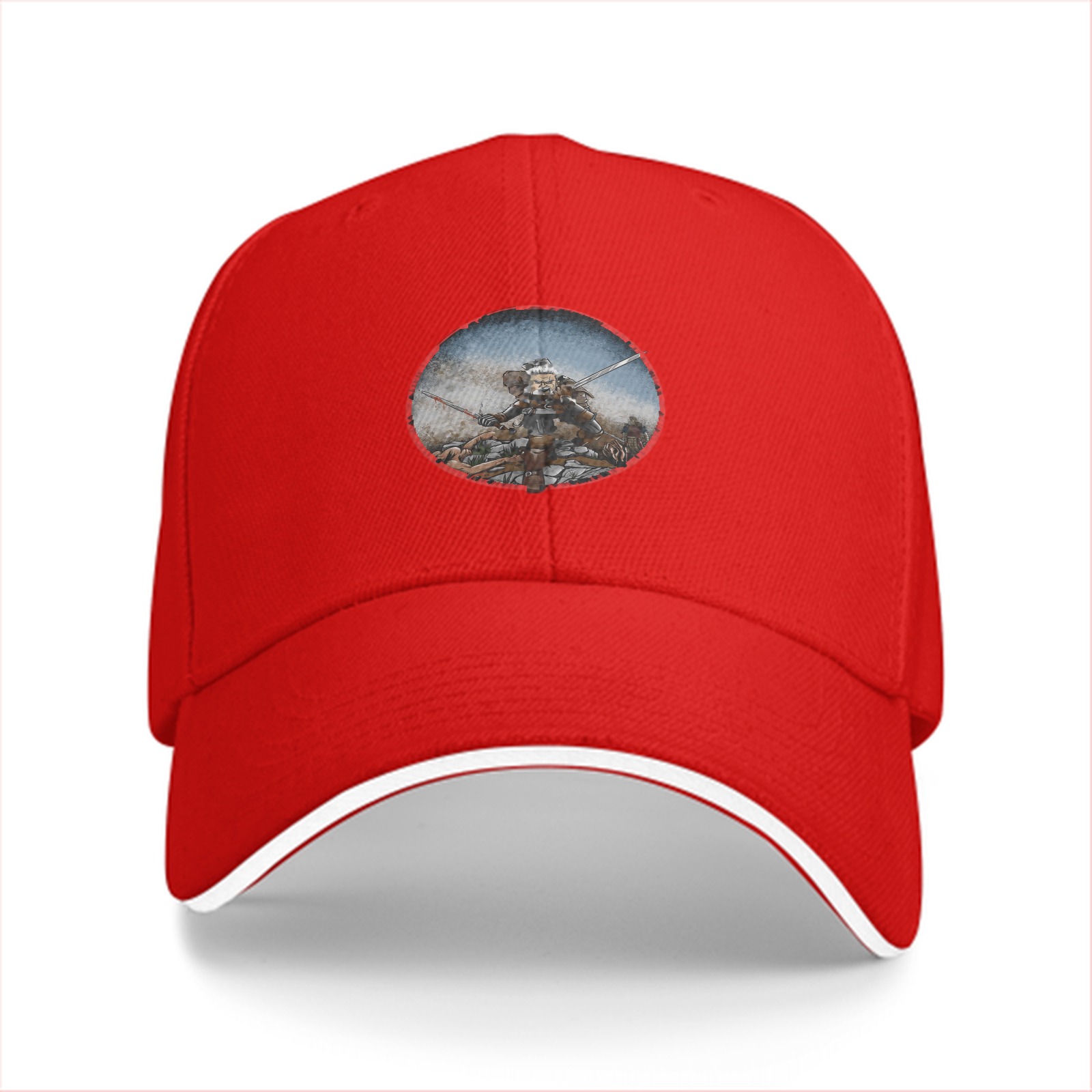 Black baseball cap with warrior battle scene graphic