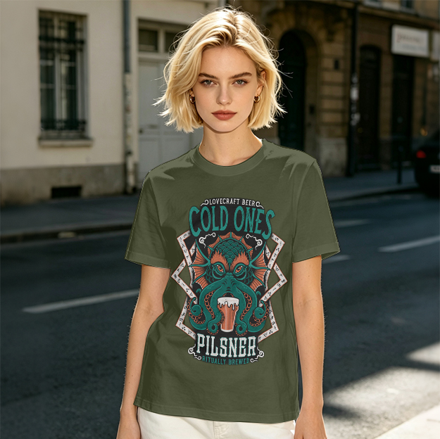 Cold Ones Pilsner Lovecraft Beer Octopus Graphic T-Shirt