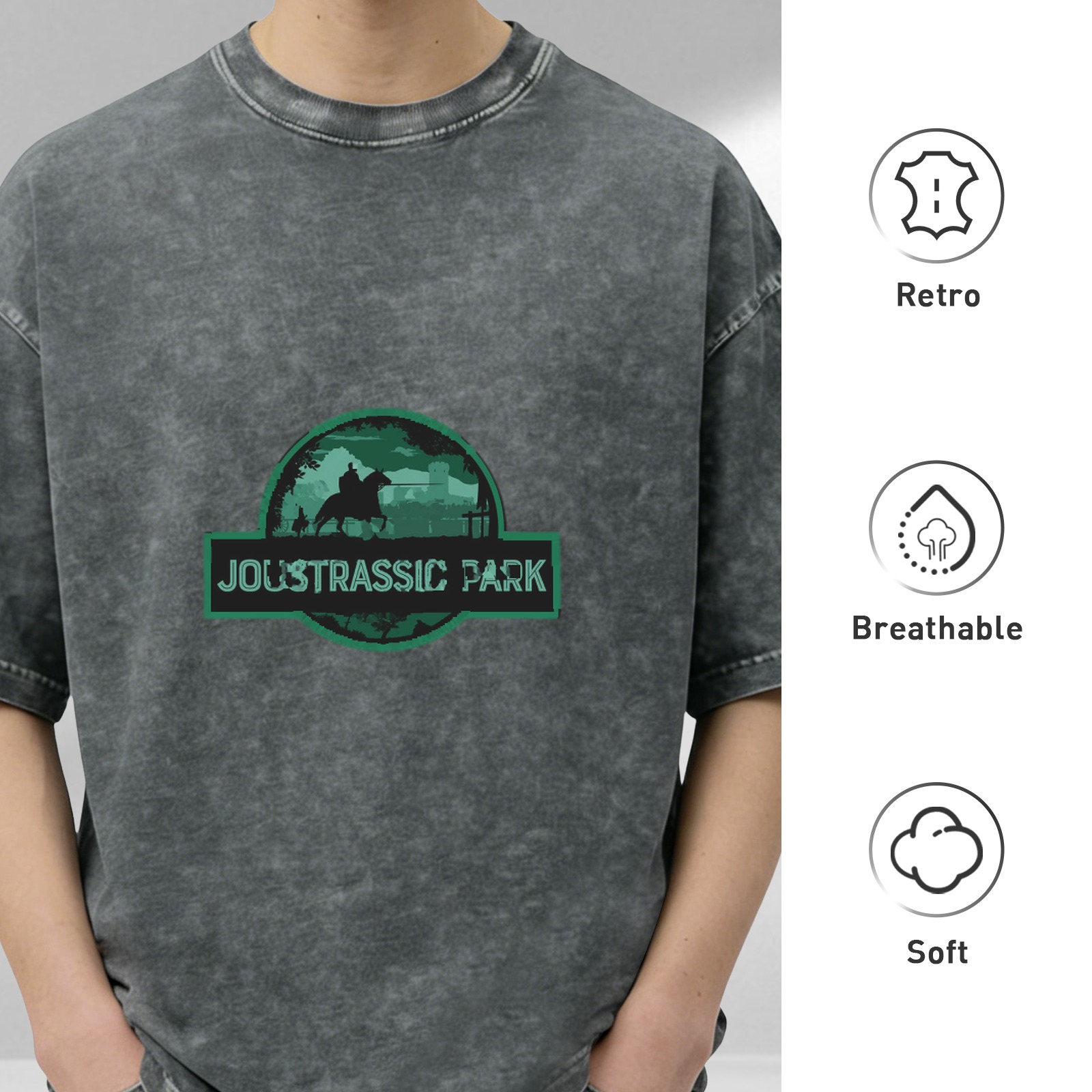 Joustrassic Park Dinosaur Knight Graphic Vintage T-Shirt