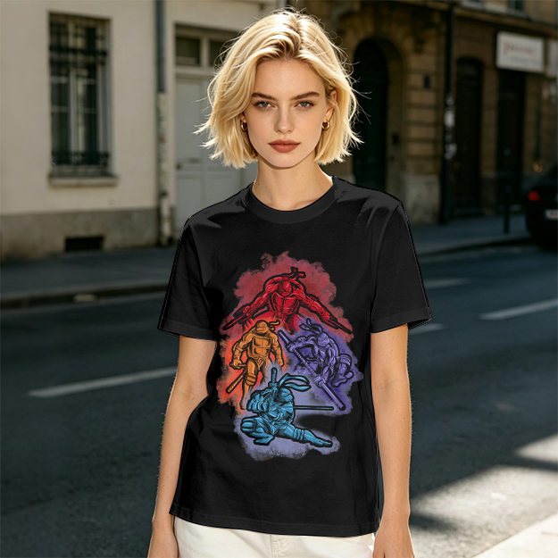 Olive T-shirt with Mutant Ninja Turtles Graphic Print