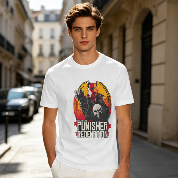 Olive Green Punisher Redemption Graphic T-Shirt