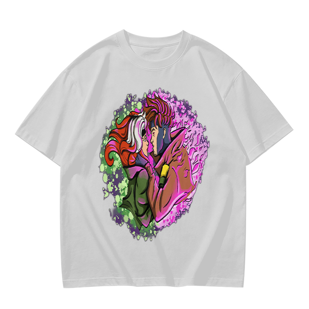 Olive T-Shirt with Gambit and Rogue Superhero Art Print