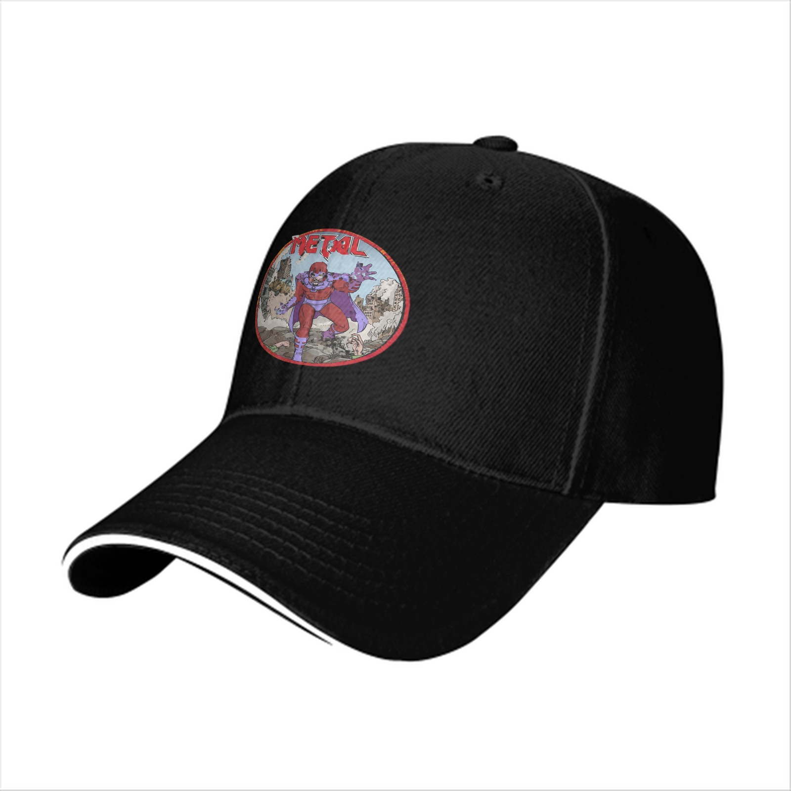 Black Baseball Cap With Magneto Metal Comic Art Print
