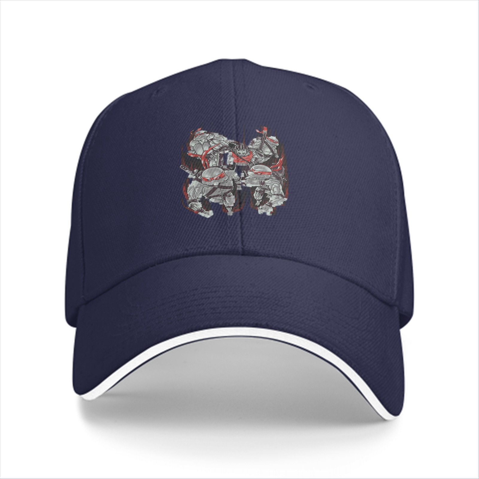 Black Baseball Cap with Ninja Turtles Graphic Print
