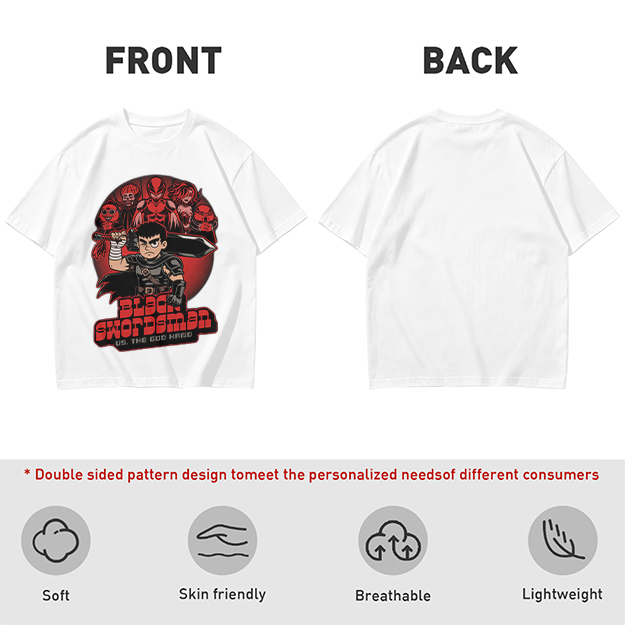 Black Swordsman vs God Hand Anime Graphic T-Shirt